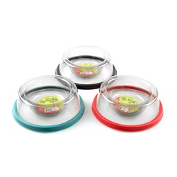 Pet Bowl Transparent Smokey Grey w 3 Asstd Base Colours