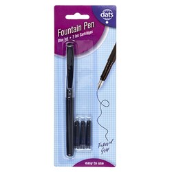 Pen Fountain w 3 Ink Cartridges Blue Ink