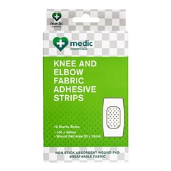 Adhesive Strips Knee and Elbow Fabric 5x10cm Pk10