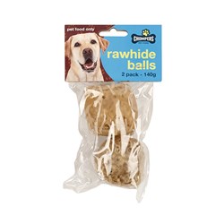 Dog Beef Rawhide Balls 5cm Pk2 140g