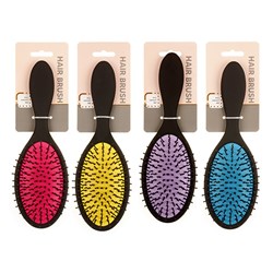 Hair Brush Oval Cushion Asstd Cols 22.5cm
