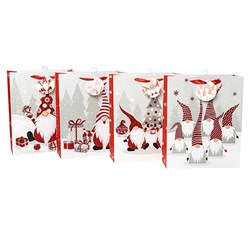 Gift Bag Xmas 210gsm Santa Gnome Glitter XLge w Jhook