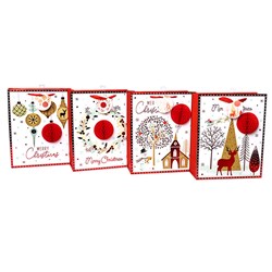 Gift Bag Xmas 210gsm Red Foil w 3D Ball XLarge w Jhook