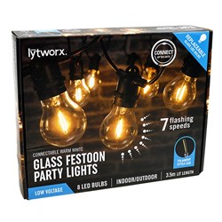 Lights Festoon Glass Bulb Warm White 7F Pk8 Connect