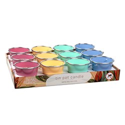 Candle Citronella Tin Pot 4 Asstd Colours 11x8.3cm 15hr