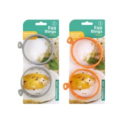 Egg Rings 2pk Silicone 2 Asstd Cols Dia8cm