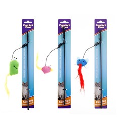 Cat Toy Teaser Stick 3 Asstd L30cm
