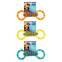 Dog Toy Rope Tug 3 Asstd Cols 24cm