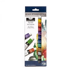 Essentials Artist Paint 12ml Metallic Acrylic 12pk