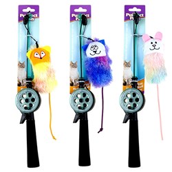 Cat Toy Teaser Fishing Rod L35cm 3 Asstd