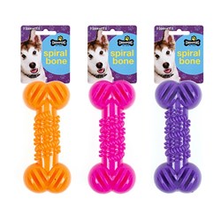 Dog Toy Squeaky TPR Bone 15cm 3 Asstd Colours