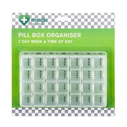 Pill Box Organiser 7 Day Week & Time 17x11x2cm