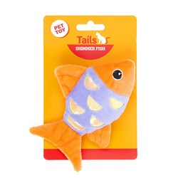 Cat Toy Plush Fish w Shimmer Orange