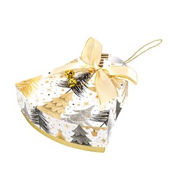 Gift Box Xmas Bell Shape w Gold Foil and Bow