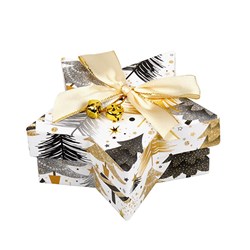 Gift Box Xmas Star w Gold Foil and Bow