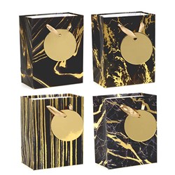 Gift Bag 210gsm Gold Marble Textured Foil Black Small