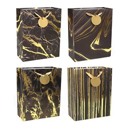 Gift Bag 210gsm Gold Marble Textured Foil Black Large