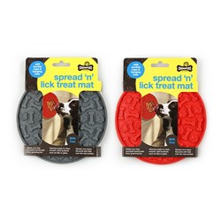 Pet Spread N Lick Treat Mat 15cm Dia 2 Asst Cols Red/Grey