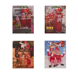 Xmas Elves BB Gift Bag Small 110x137x62mm 4 Asstd