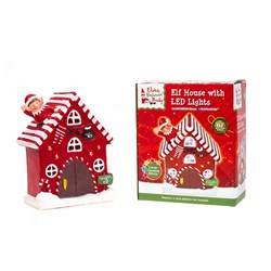 Xmas Elves BB 6.5x5.5x3" Light Up Colour Changing House