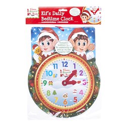 Xmas Elves BB 13x10.5" Bedtime Clock w Moving Hand