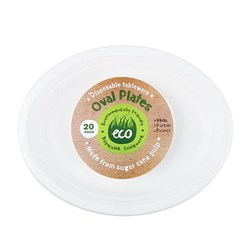 Eco Friendly Plate Oval 31x25cm White Pk20