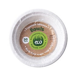 Eco Friendly Bowl 18cm White Pk30