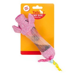 Cat Toy Mesh Tube Style Animal Pink Pig