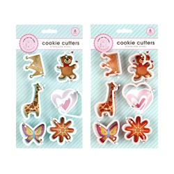 Cookie Pastry Cutters 6pcs 2 Asst Cols