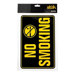 Sign No Smoking Black Yellow 20x30cm