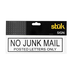 Sign No Junk Mail 6x20cm