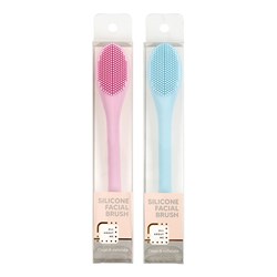 Facial Brush Silicone 2in1 16cm 2 Asst Cols