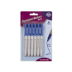 Marker Permanent 6pk Blue Ink Pen Style