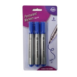 Marker Permanent 3pk Blue Ink