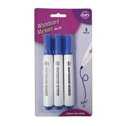 Marker Whiteboard 3pk Blue Ink