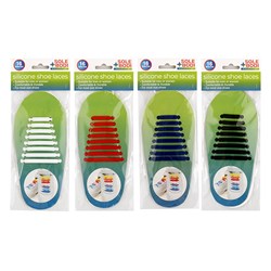 FT Shoe Lace Silicone 16pcs 4 Asst Cols