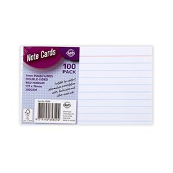 Cards Note Flash Index 200gsm 127x76mm Ruled Margin 100pk