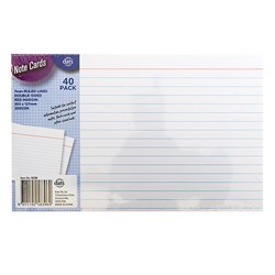 Cards Note Flash Index 200gsm 203x127mm Ruled Margin 40pk