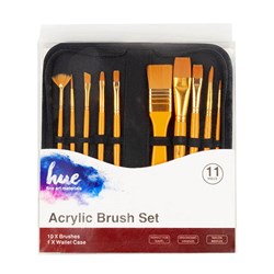 Acrylic Brush Set Taklon with Wallet 11Pc W16.2 FSC 100%