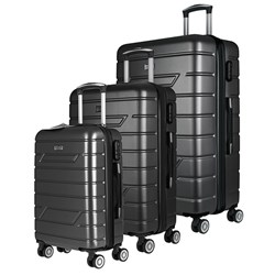 Luggage Set 3 ABS 8 Wheels Expandable 71/60/50cm Black