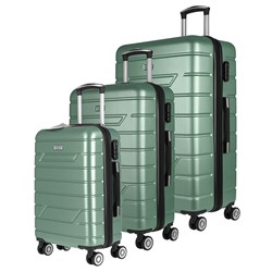 Luggage Set 3 ABS 8 Wheels Expandable 71/60/50cm Green