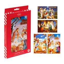 Cards Xmas Box 10 115x177mm Textured Foil Religious