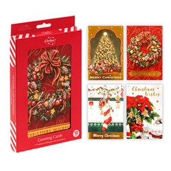 Cards Xmas Box 10 115x177mm Textured Foil Traditional