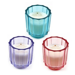 Candle Scented in Glass w Design 9x10cm 30hrs  Asst Cols