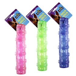 Dog Toy Squeaky Fetch Stick Glow In Dark 21cm 3 Asstd Cols