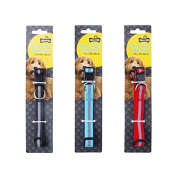Dog Collar Reflective 3 Asstd Colours Size 1.5cm x25-40cm