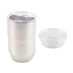 Container Plastic Reusable Round Clear Lid 280mL 20pk