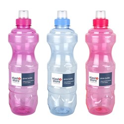 Drink Bottle 1000mL 27x8cm 3 Asst Cols PP+PE+PET