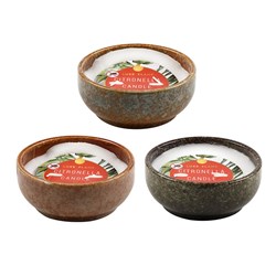 Candle Citronella in Ceramic 13cm 3 Asst 10hrs