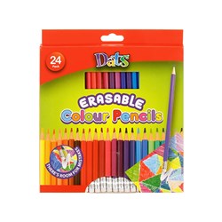Pencil Colour Erasable With Eraser 24pk